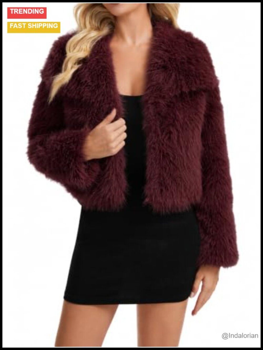 Lapel Faux Fur Coat Fluffy Warm Short Outerwear with Pockets